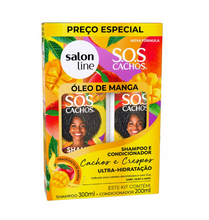 Carregar imagem no visualizador da galeria, Kit Champô 300ml + Amaciador200ml SOS Cachos Óleo de Manga